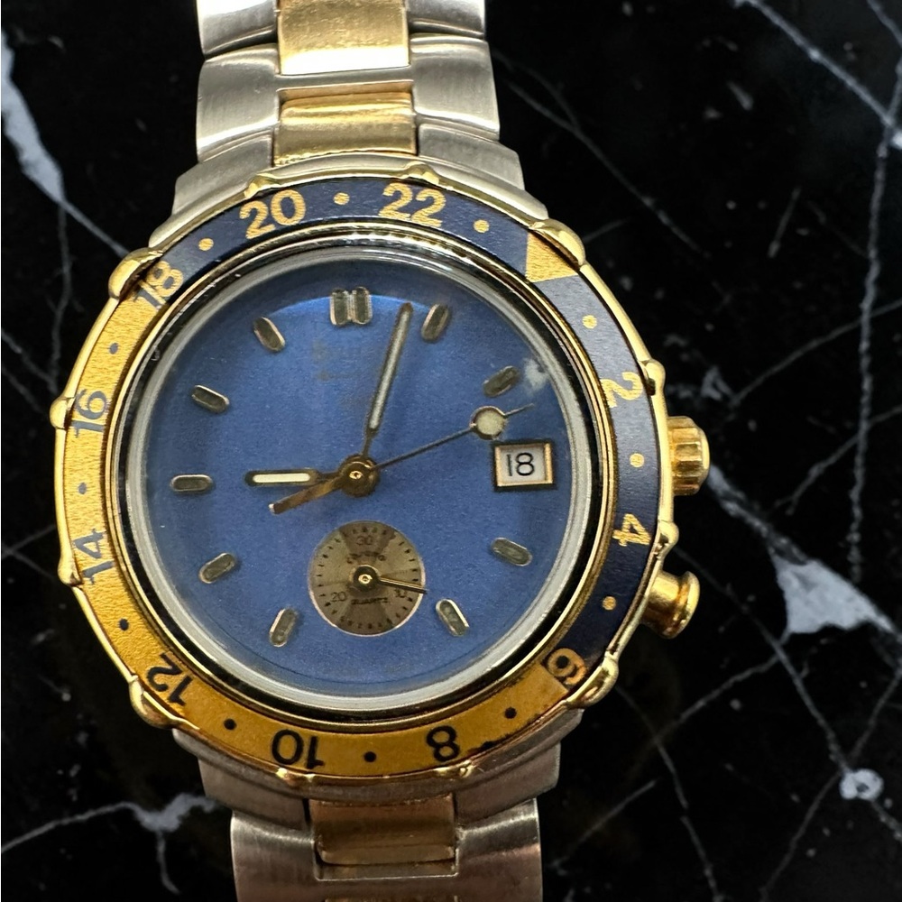Bulova Marine Star Gold & Blue chronograph. Unused. New, old stock.